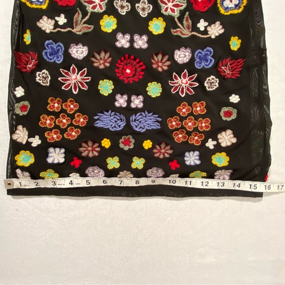 Aqua Capsule Black Embroidered Floral Sheer Bodycon Dress Size M - Picture 10 of 16